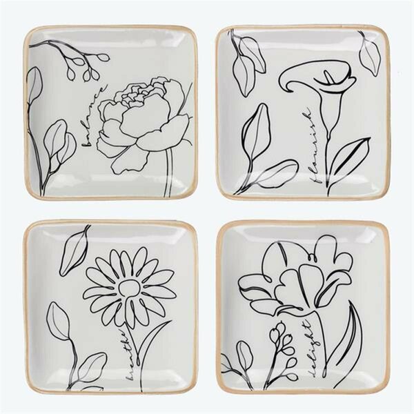 Youngs 3.62 in. Ceramic Human Nature Trinket Dishes, Assorted Style - Set of 4 21971